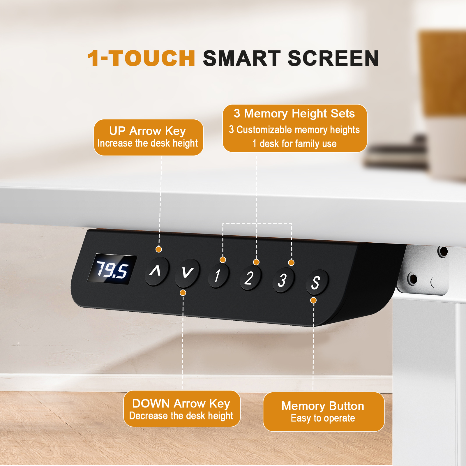 COMHOMA Biurko z regulacją wysokości z portem USB i hakiem, Elektrycznie regulowane biurko komputerowe, Biurko do pracy na stojąco i siedząco, Biurko do pracy na stojąco