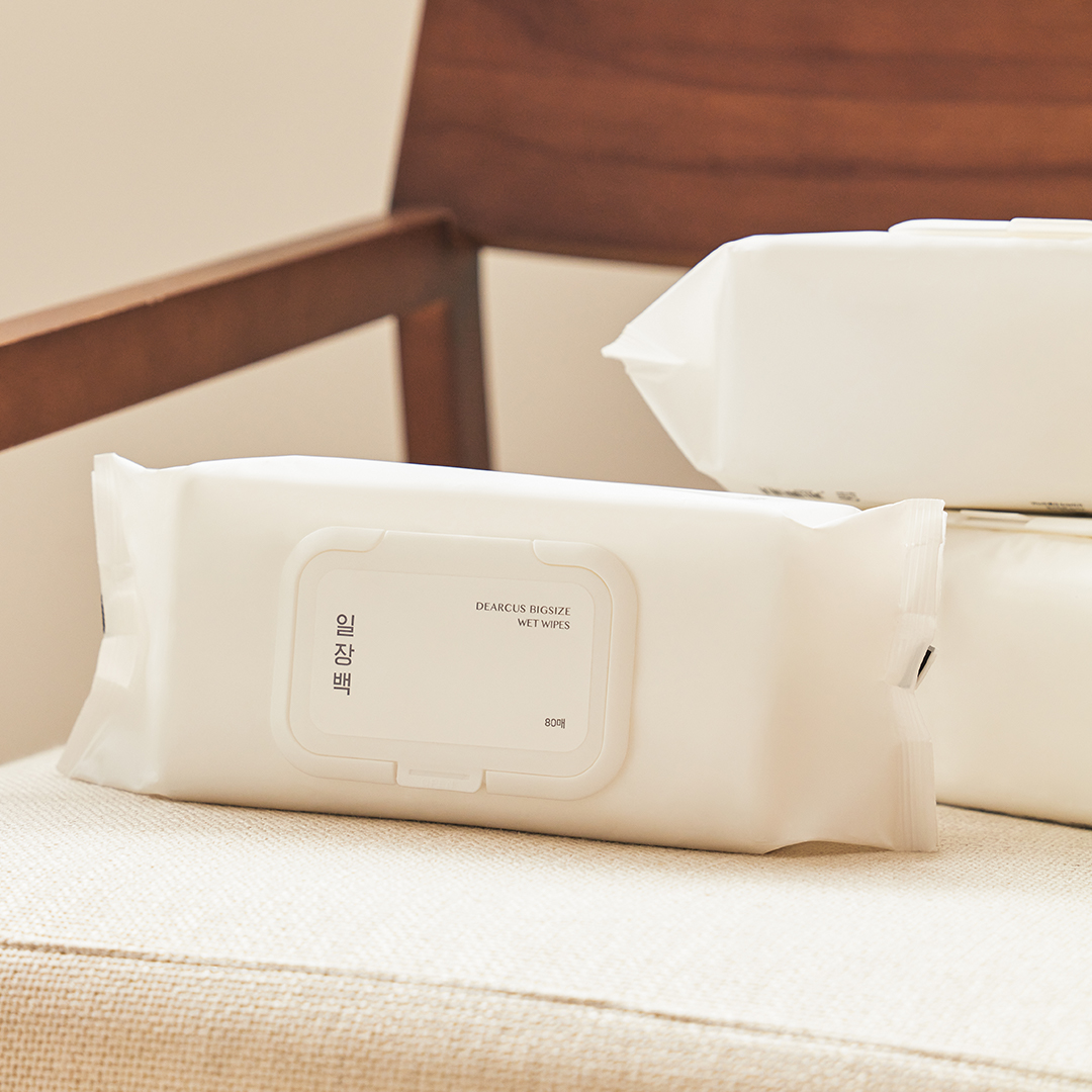 디어커스 일장백 고평량 물티슈 80매 10개입 빅사이즈 두꺼운 엠보싱