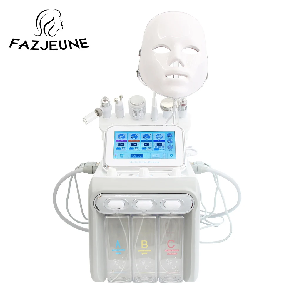 顔のクレンジングマシン,マイクロダーマブレーション,小さな泡,顔の皮のクレンジングシート,LEDマスク,h202,7 in 1
