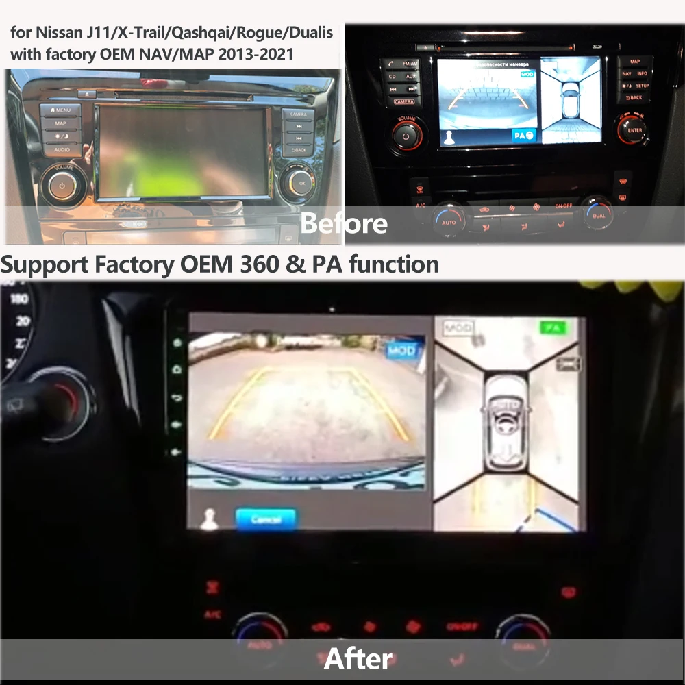 SINOSMART Radio de coche reproductor Android para Nissan Xtrail T32 x-trail Qashqai J11  Rogue Dualis 2013-2019 compatible con OEM BOSE 360