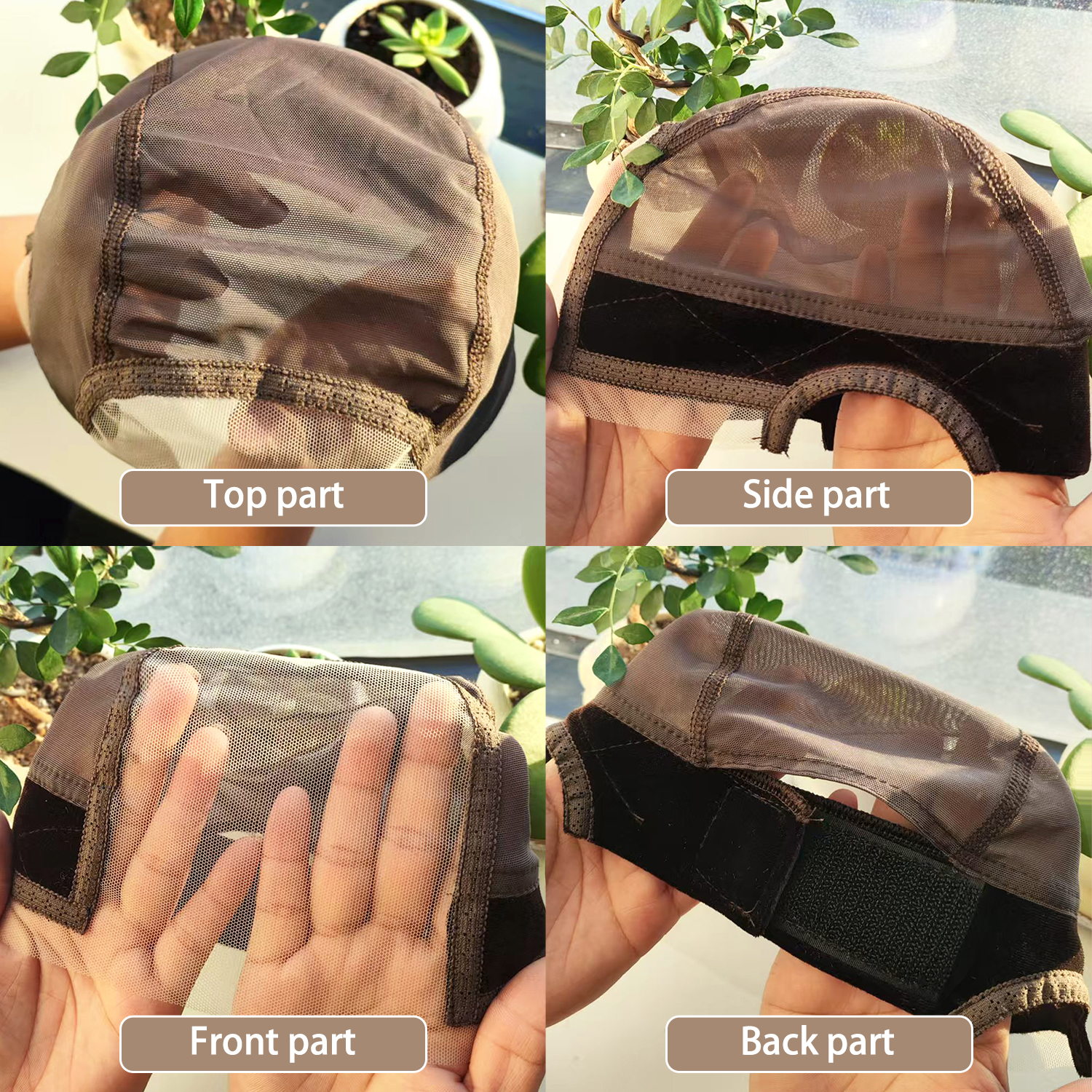 Boné de peruca com faixa de aperto para manter as perucas no lugar, renda transparente mais larga para perucas dianteiras de renda