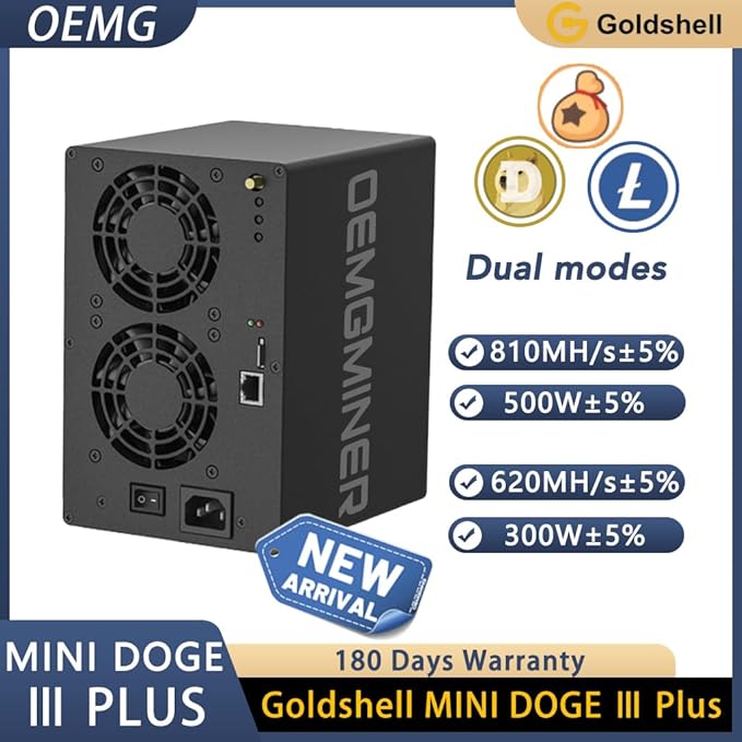 KIC New Goldshell Mini Doge Ⅲ Plus ASIC Miner for Doge Coin & LTC Hashrate 810M 500W Power with Power Cord BUY 2 GET 1 FREE