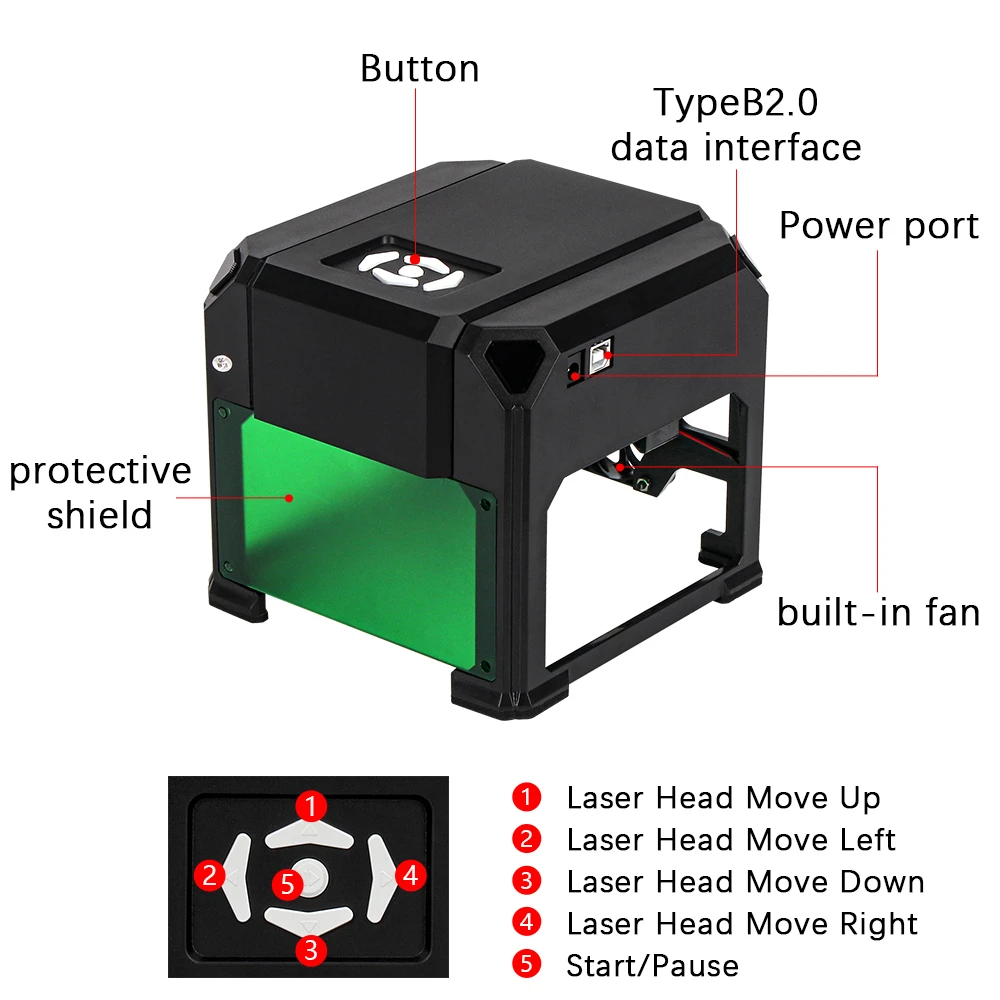 Mini Laser Engraver 3000mw CNC Engraving Machine With Wireless Bluetooth Desktop Printer Plastic Woodwork Machine