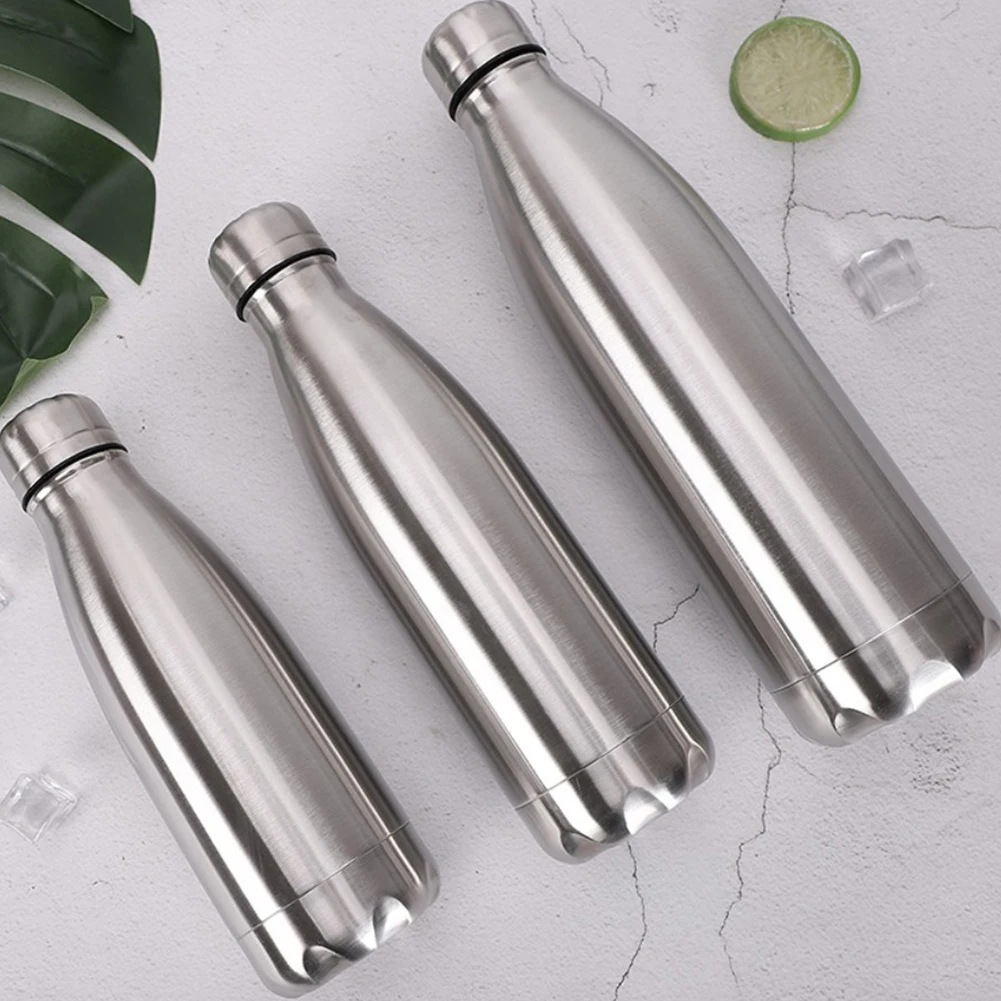 Bottiglia di acqua esterna portatile da 750/1000 ml Bottiglia di acqua calda fredda a parete singola in acciaio inossidabile per uso alimentare