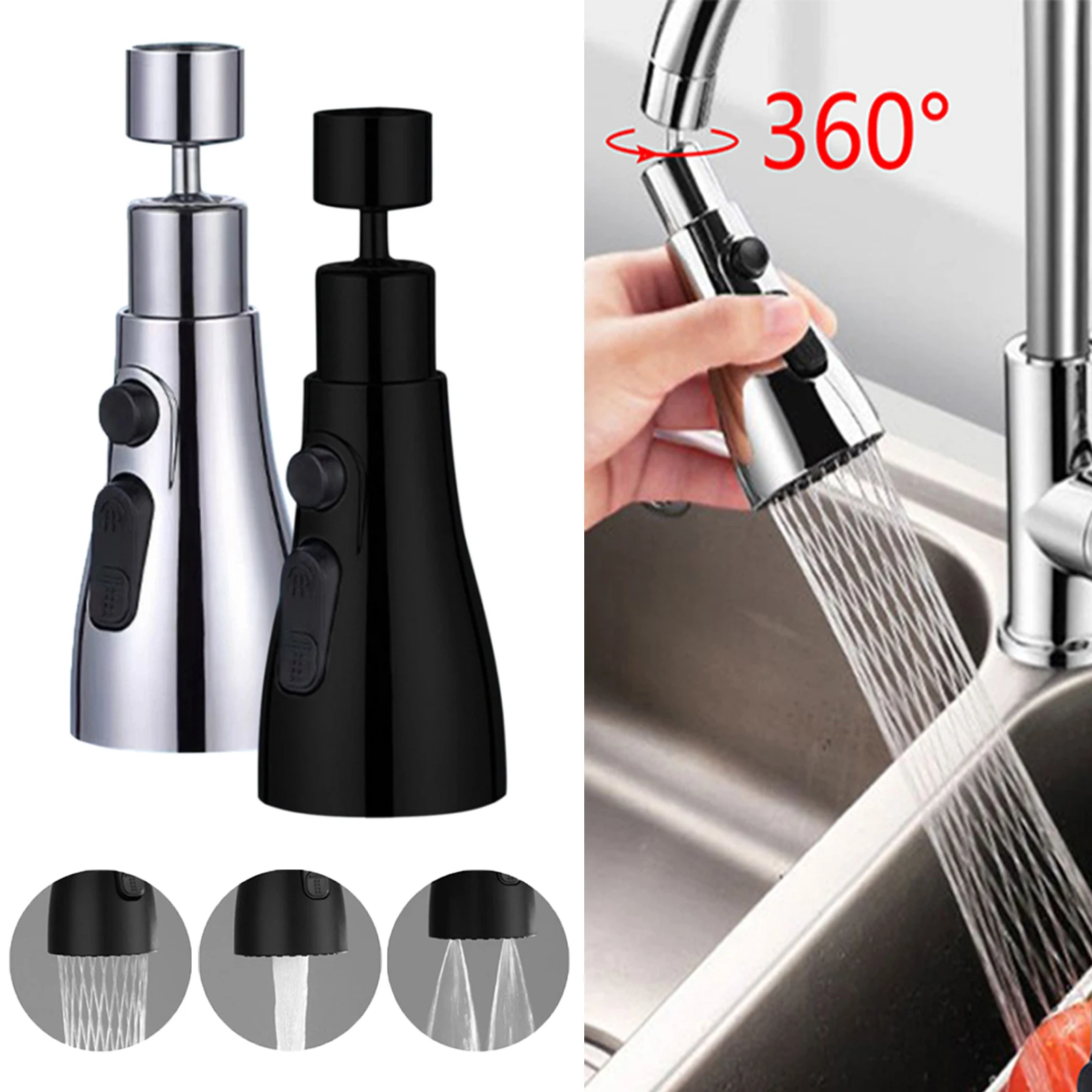 Extensor de grifo giratorio 360, grifo de cocina Universal, grifo de cocina de lavado fuerte, 3 modos, grifo de agua ajustable, utensilios de cocina