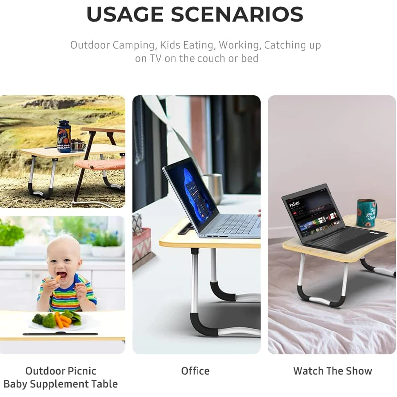 Starley Table de lit pliante portable multifonction 60 cm x 40 cm Table d'ordinateur Support de lecture pour canapé Table de cuisine ou mini chaise pour enfants stables sans secousse ergonomique Durable et durable