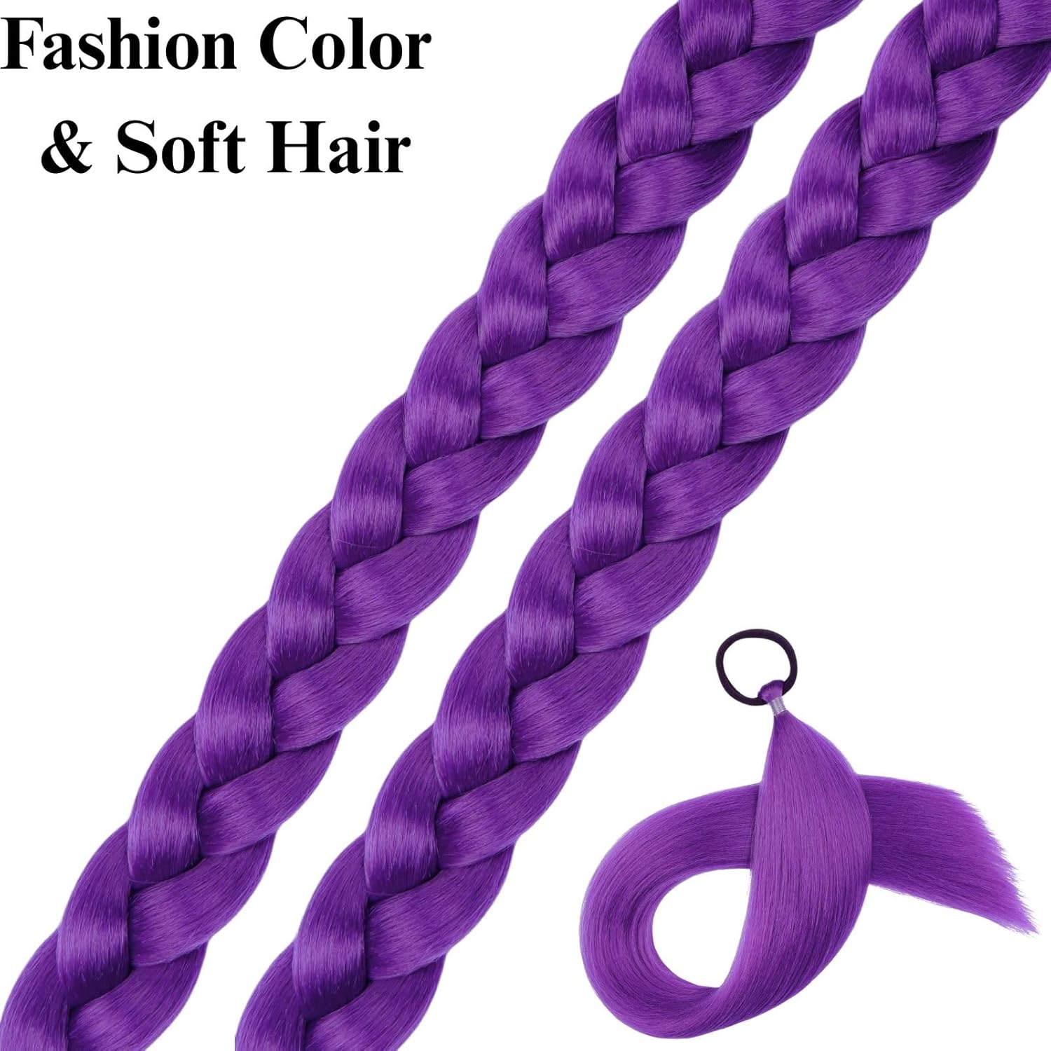 2 шт. синтетический прямой косплей фиолетовый парик хвост с плетением волос конский хвост волосы для женщин Хэллоуин косплей парик аксессуары