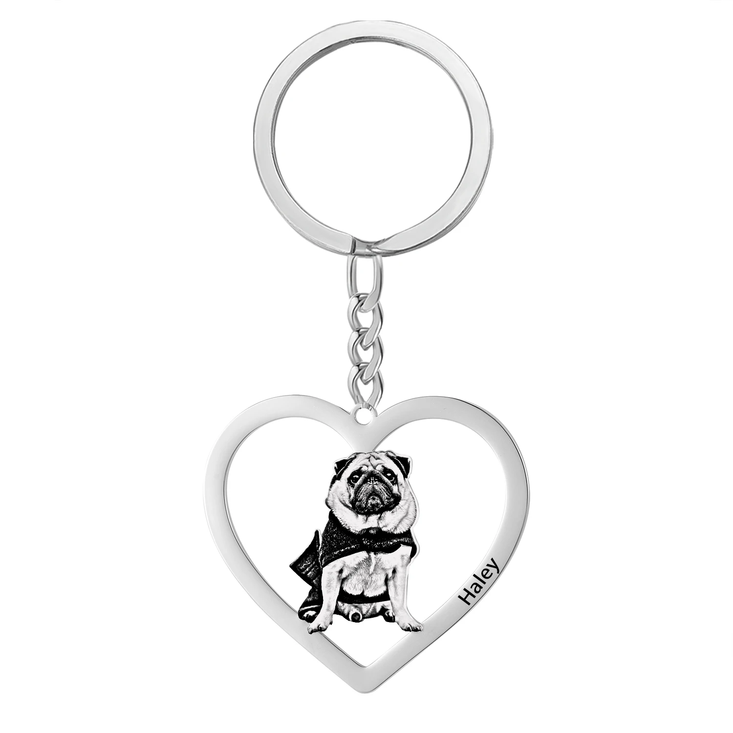 Dascusto Pet Photo Keychain สแตนเลสสุนัข Tag Key Chain สำหรับ Memorial ที่ดีที่สุดของขวัญสัตว์เลี้ยงสัตว์ Keyring