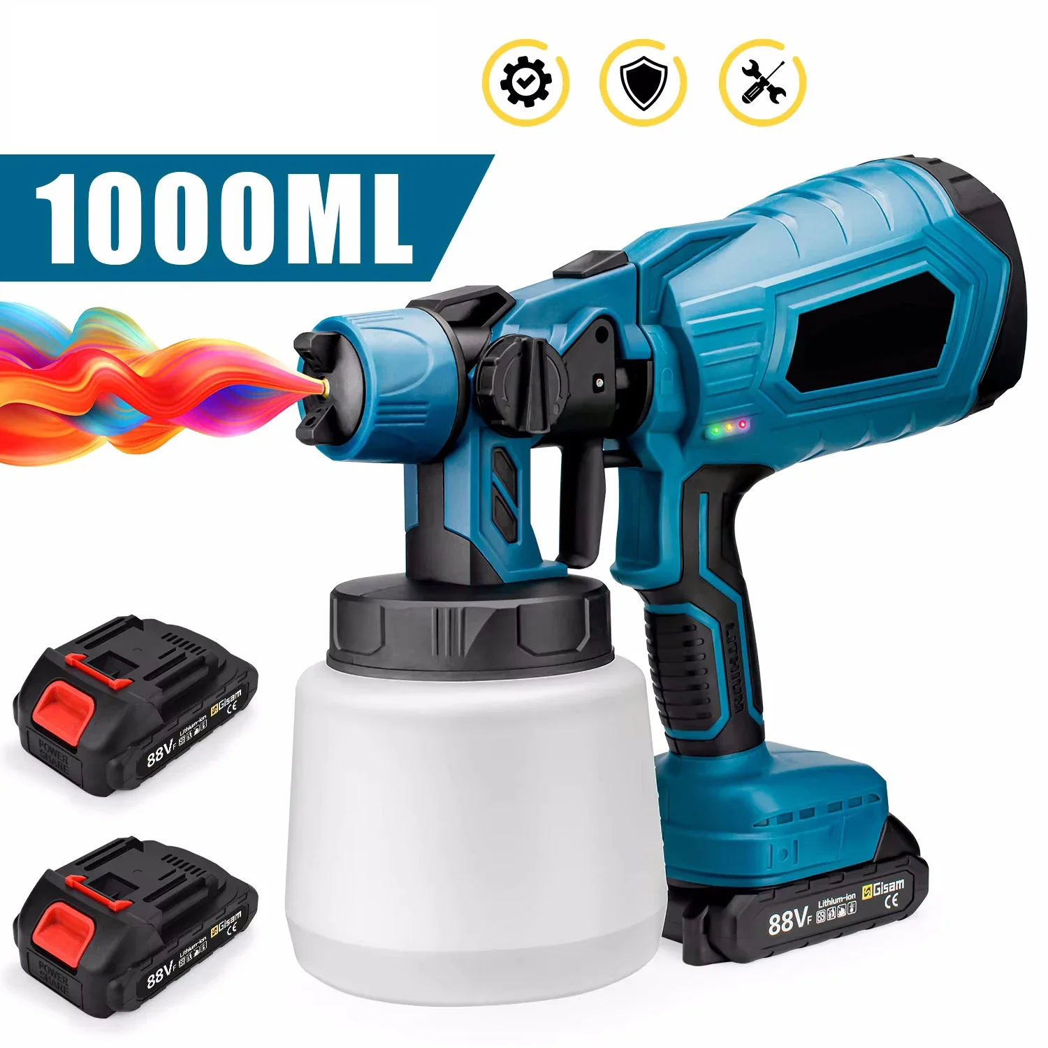 18V 1000W Elektrische Akku-Spritzpistole High Power HVLP Farbspritzgerät Auto Stahlbeschichtung Airbrush Für Makita 18V Batterie