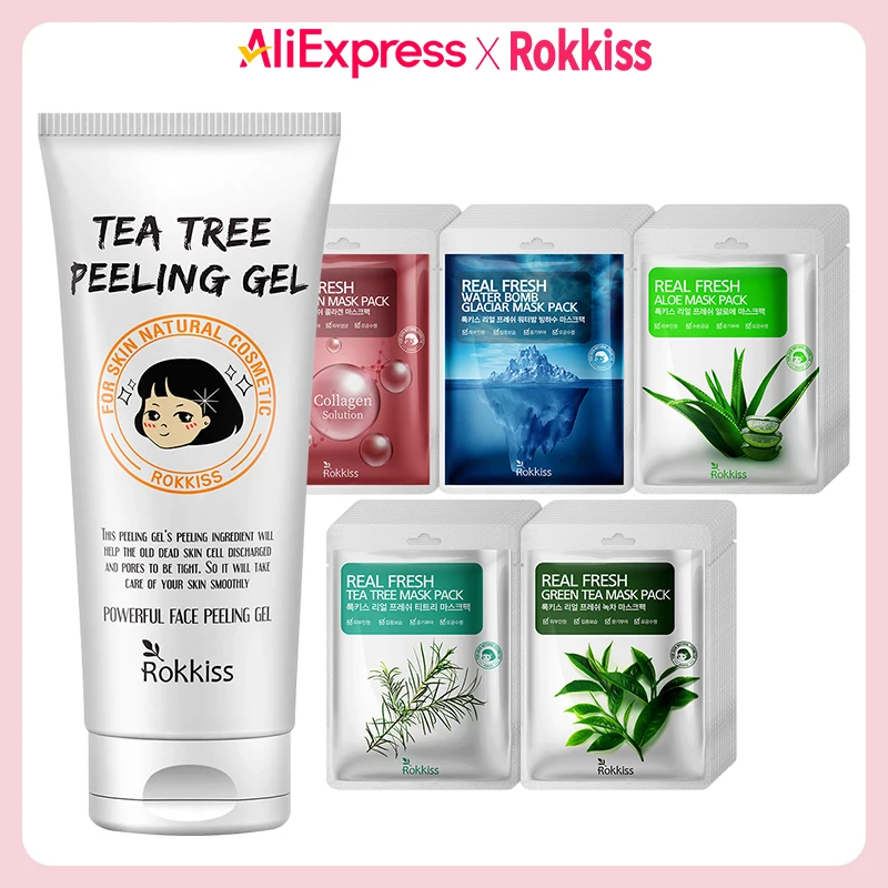 록키스 티트리 필링젤, 120ml+리얼 프레쉬 마스크팩 5종 50매입, 1세트