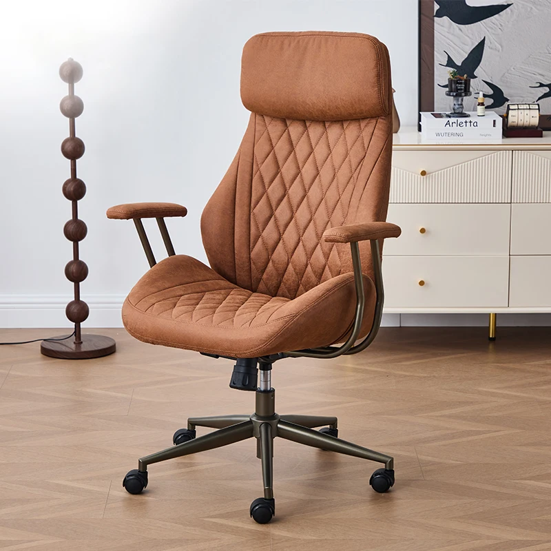 Boss Chair American Suede Office Chair with Steel Feet Adjustable Height And Backrest Swivel Simple for Home Or Office Use