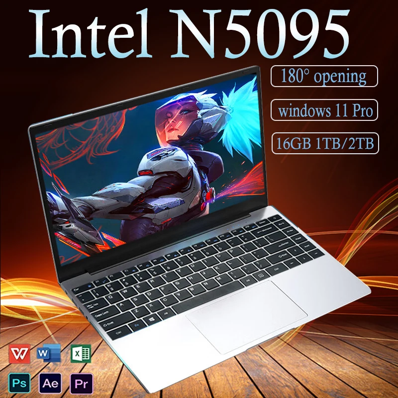 14.1 "Draagbare Windows 11 Pro Studie Laptop Computer Intel Core N5095 Kantoor Laptop Computer Gamer 16Gb Ddr4 1Tb Ssd Notebook
