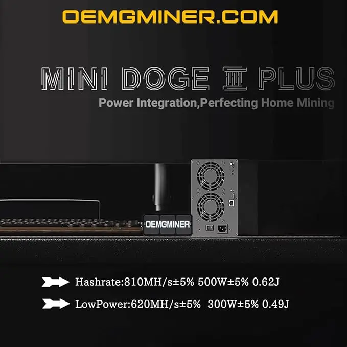 KIC New Goldshell Mini Doge Ⅲ Plus ASIC Miner for Doge Coin & LTC Hashrate 810M 500W Power with Power Cord BUY 2 GET 1 FREE