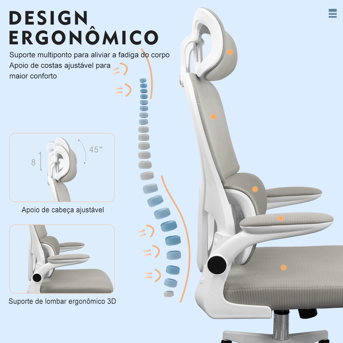 Cadeira ergonômica Python Fly, cadeira lombar móvel para uso doméstico, tecido de malha, envio para o Brasil
