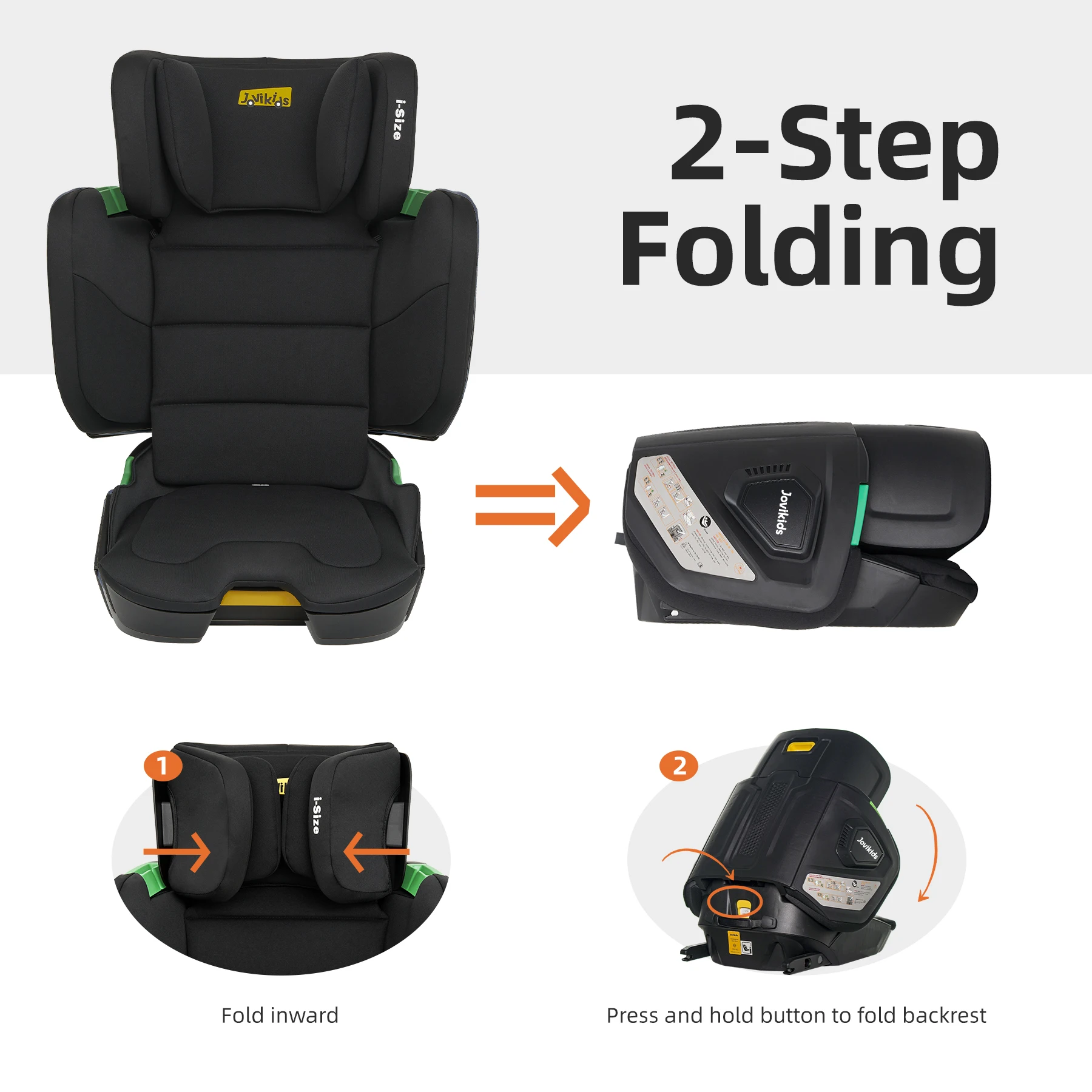 Jovikids Rober portátil com encosto alto para assento de carro de bebê tamanho i 100-150cm