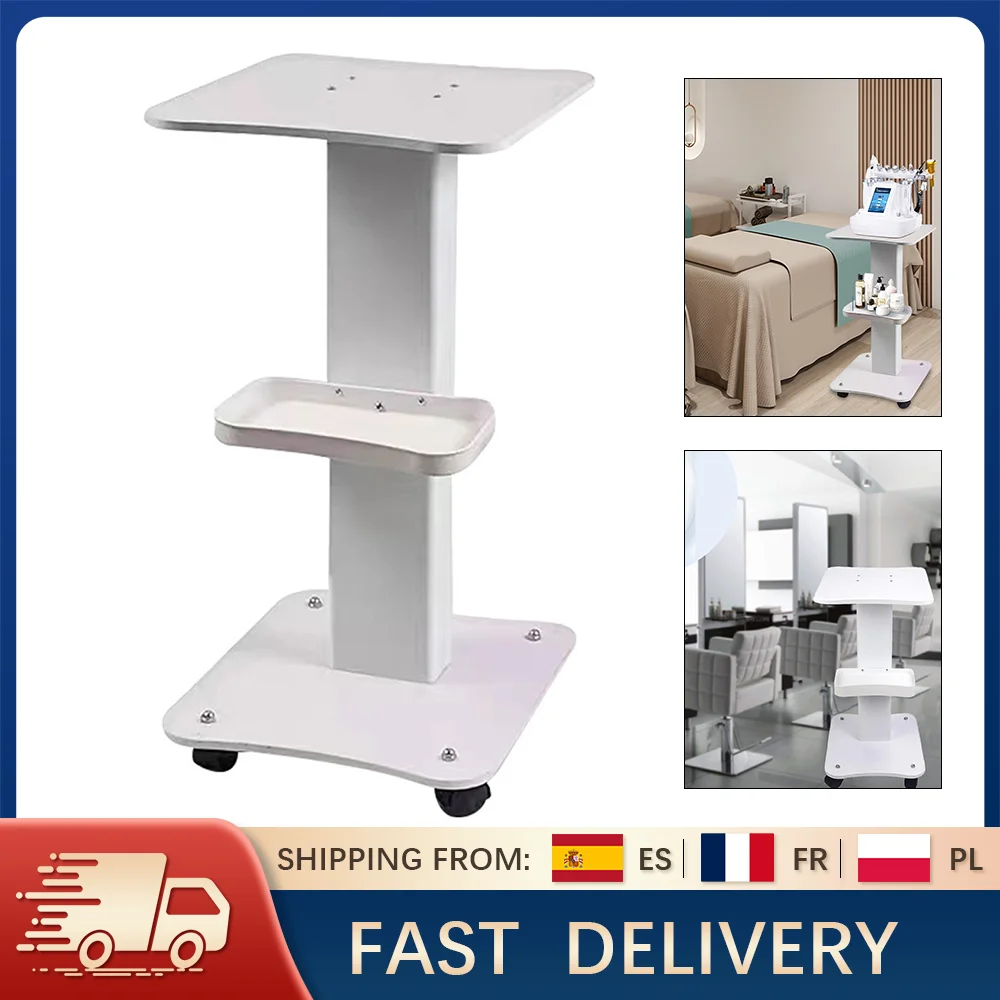 Carrello portaoggetti per salone di bellezza Carrello portaoggetti carico 40 kg Supporto per attrezzatura spa Tavolo da salone a 3 livelli Mensola in legno 360 °   Ruote silenziose