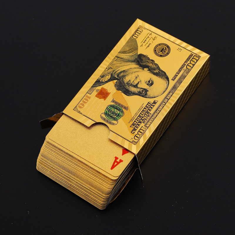 55 pièces cartes d'enterrement en feuille d'or Pokers ensemble de cartes magiques 24K feuille de plastique d'or Pokers cartes imperméables durables