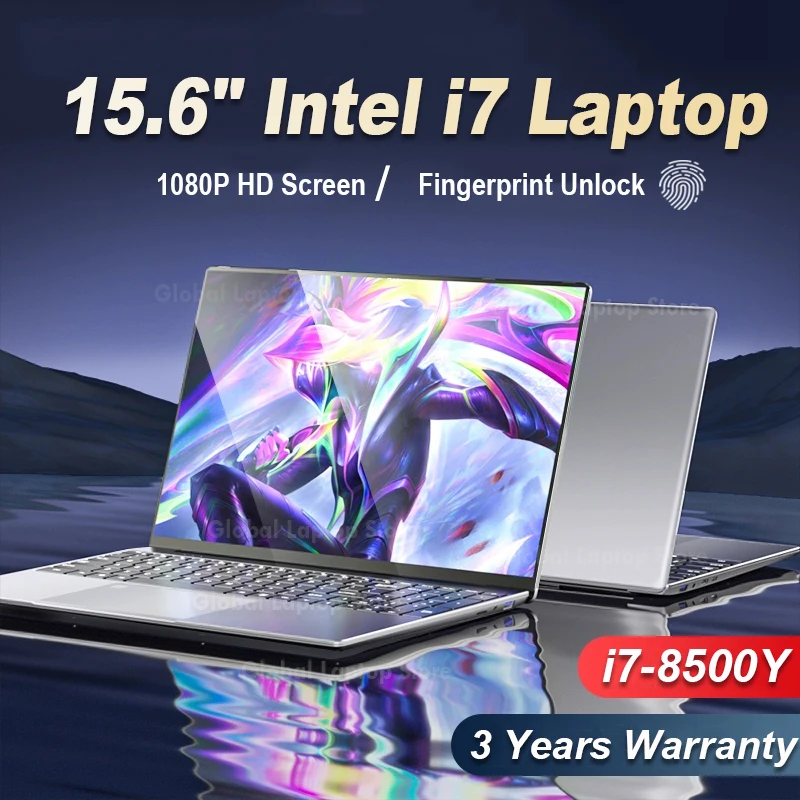 Fingerprint UnIock Notebook Windows 11 Pro Computer portatile da 15.6 pollici PC Gamer Intel Core i7 8500Y Computer portatili da gioco per studio d'ufficio i7