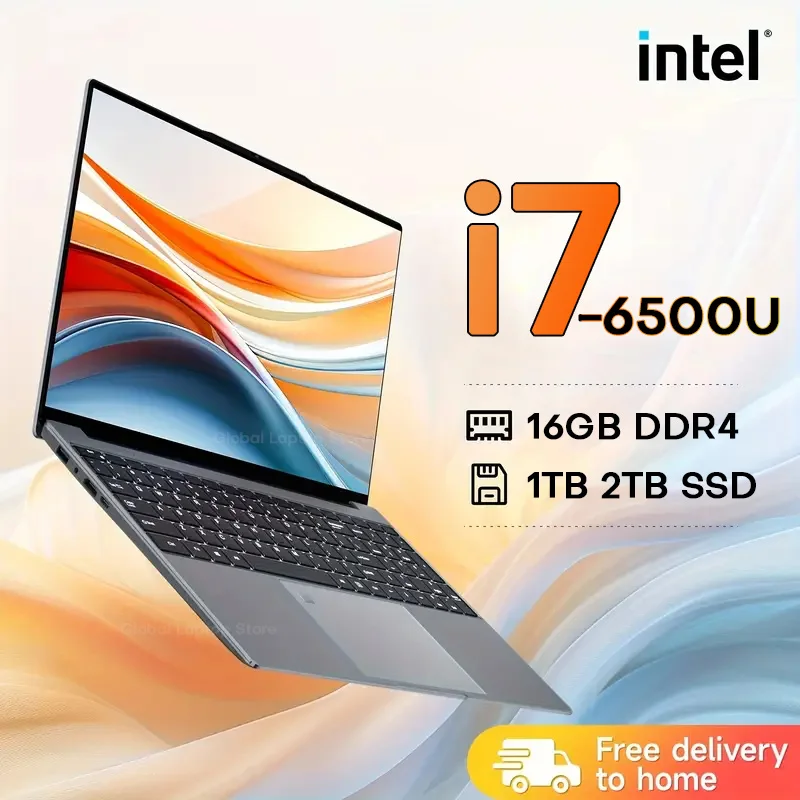 Ordinateur Portable Windows 11 i7 pour ordinateur de jeu 15.6 pouces, déverrouillage par empreinte digitale, ordinateur Portable Intel Core i7 6500U, rétro-éclairage