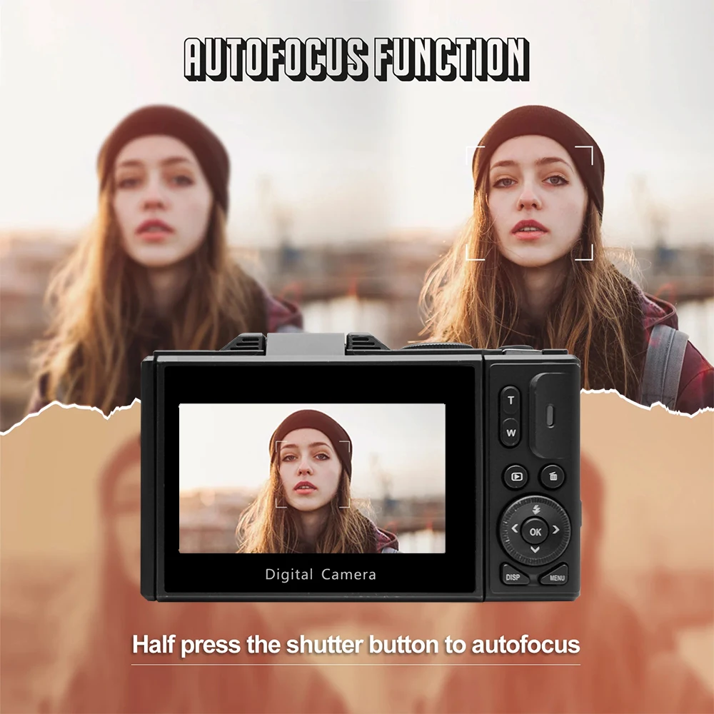 Compact Digital Photography Camera 4K 18X Digital Zoom Vintage Vlog Video Recorder YouTube 64MP 180° Flip Screen Cameras