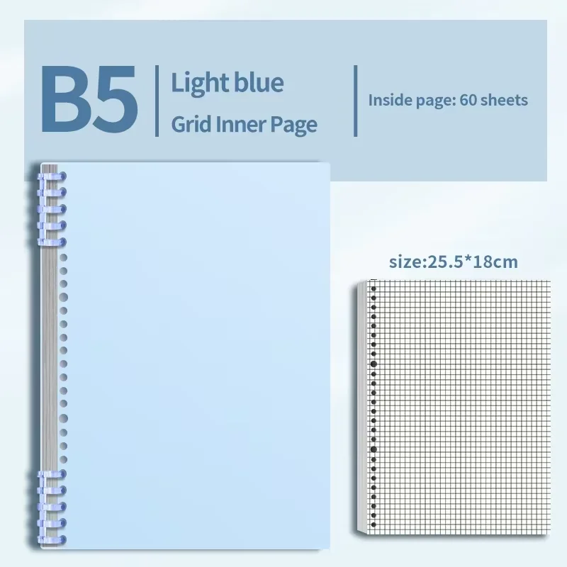 Notebook B5 60 fogli sostituibili ricarica fogli sciolti raccoglitore a spirale indice carta scrittura libro di cancelleria per materiale scolastico per ufficio