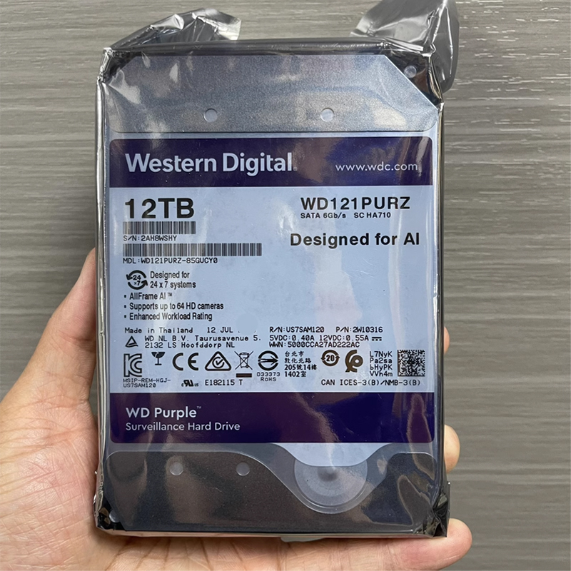 Wd roxo 8tb 10tb 12tb vigilância hdd 64m cache sataiii 6.0 gb/s 3.5 "disco rígido interno digital ocidental 8tb-12tb hd disco rígido