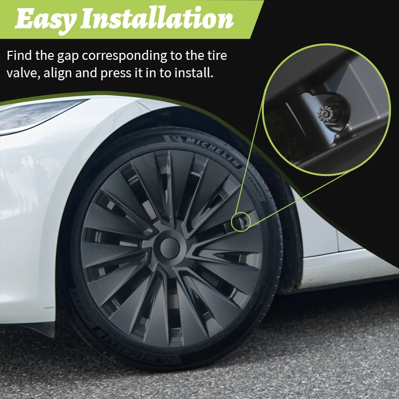 4er-Set Radkappen für Tesla Model Y 2020–2024 – 19 Zoll – Zyklon-Design für rechte & linke Seite – Ersatz-Radabdeckungen