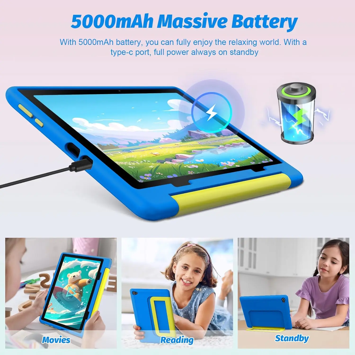 KT1016 Tableta Android 14 para niños 10 pulgadas Octa-Core 8 GB RAM 64 GB Almacenamiento 1 TB Control parental expandible Preinstalado KIDOZ