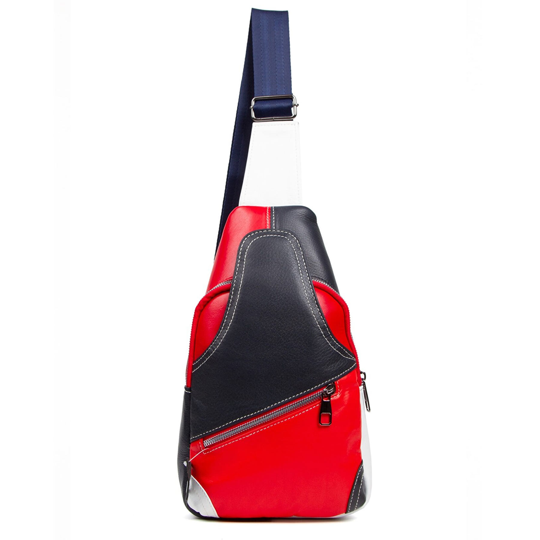 Lederax Genuine Leather Crossbody Bag Double Side Strap Chest Bag Bodybag