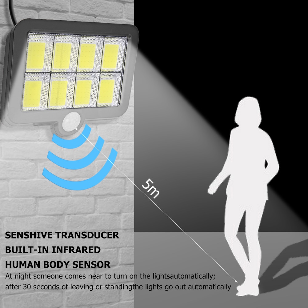 Lampada da parete divisa a luce solare 160LED Lampada solare impermeabile per sicurezza stradale di emergenza da parete per esterni per la decorazione del giardino