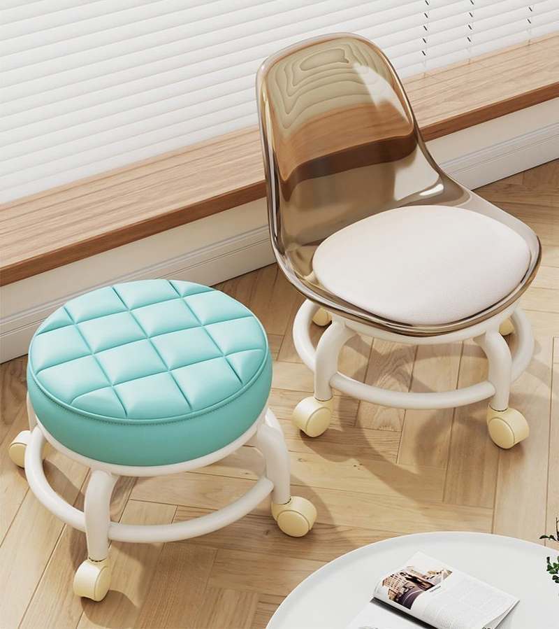 สตูลต่ํามีล้อ, ผ้าหนังแบบพกพาขนาดเล็กกันน้ําทนทานสตูลหนาเบาะรองนั่ง Simple Soft สตูล