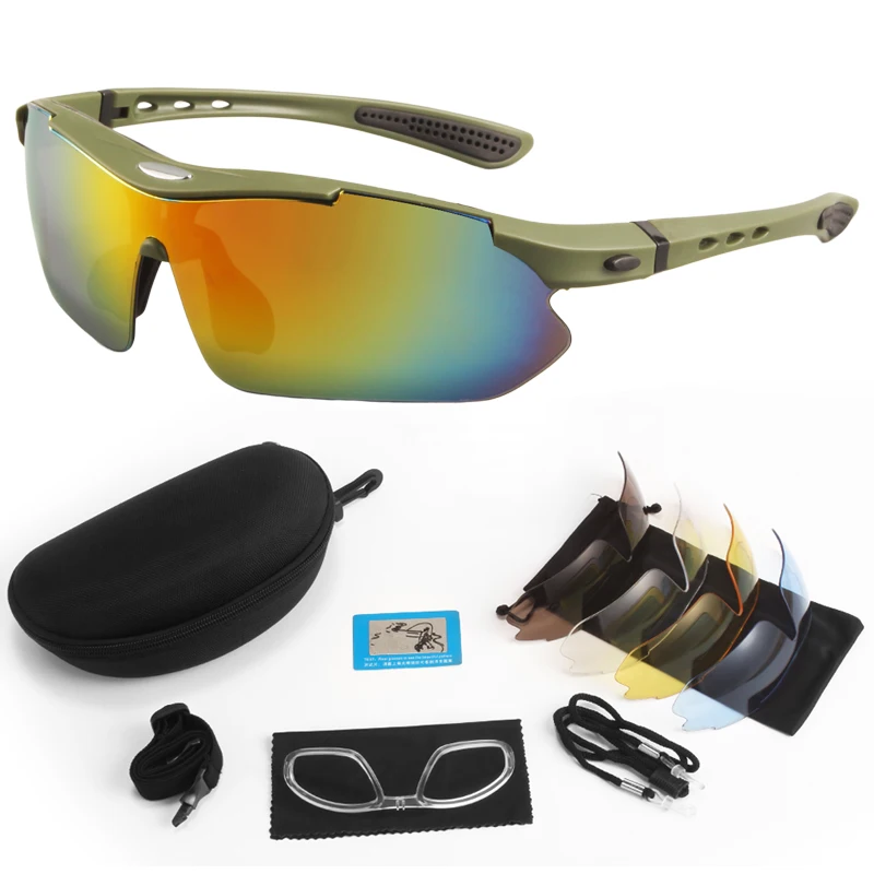 Nuevo Juego de 5 lentes gafas tácticas polarizadas para hombres deportes al aire libre gafas de escalada a prueba de viento gafas protectoras de seguridad