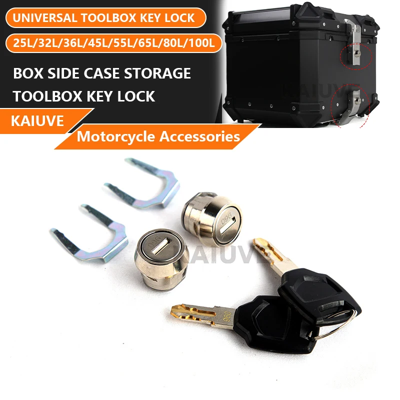 2 llaves + tapón central de cilindro de cerradura Universal para caja superior de motocicleta, caja de herramientas de almacenamiento de maletero de equipaje, accesorios de repuesto