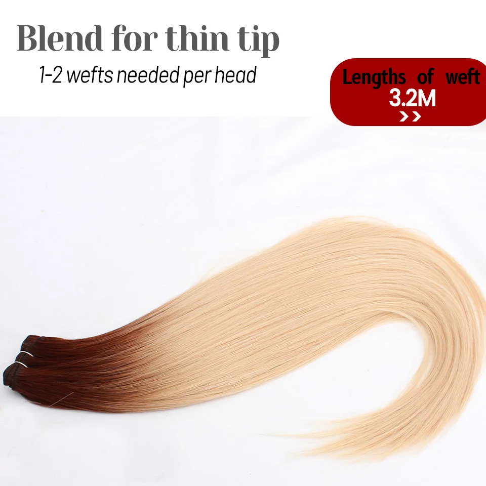 Bio-proteína em linha reta tecer cabelo sintético pacotes de fibra resistente ao calor 26 polegadas rabo de cavalo extensões de cabelo sintético em linha reta