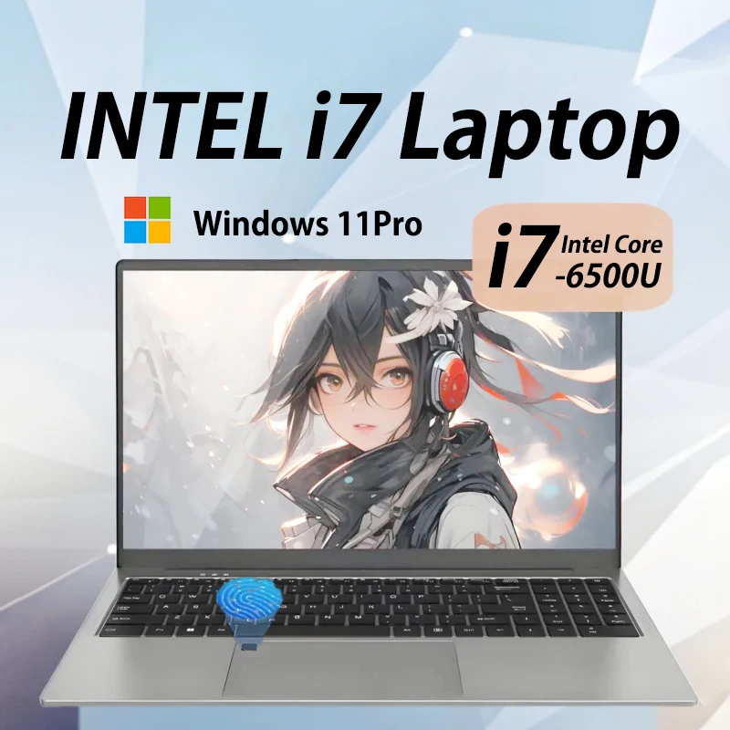 FUCHU Przenośne laptopy 15,6 cala z systemem Windows 11 Intel Core i7 6500U Komputer 16 GB RAM 1 TB SSD Notebook Office Study Gaming Laptops