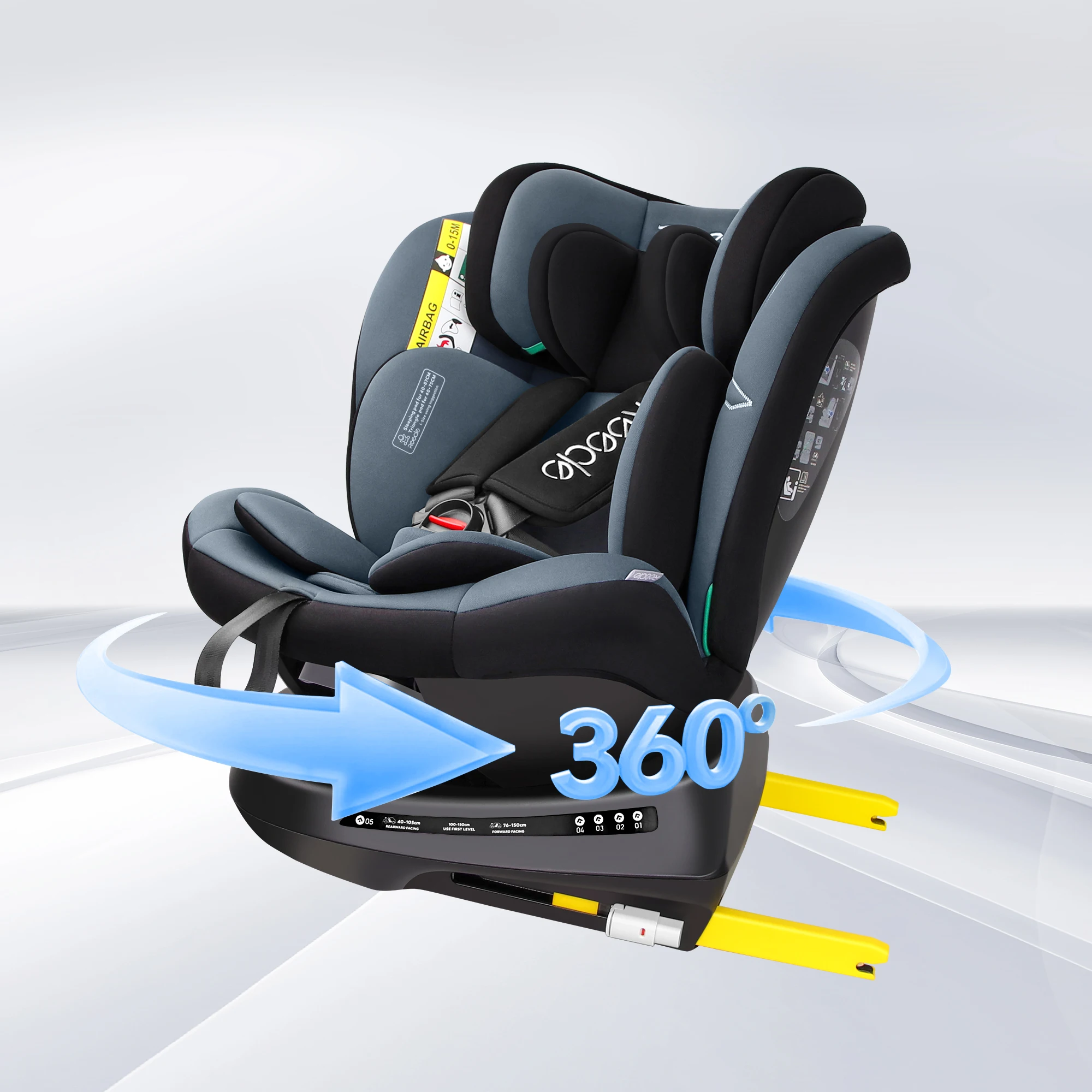 Assento de carro infantil Reecle I-Size, giro grátis 360, adequado para crianças de 0 a 12 anos (40-150 cm), com interface ISOFIX