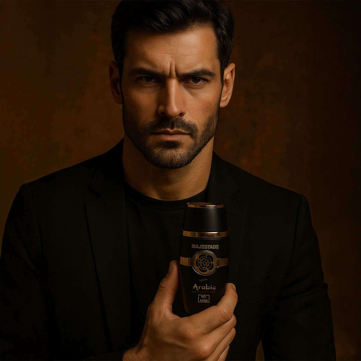 Perfume Árabe Masculino Majestade A001 – 25ml – Âmbar Especiado Amadeirado