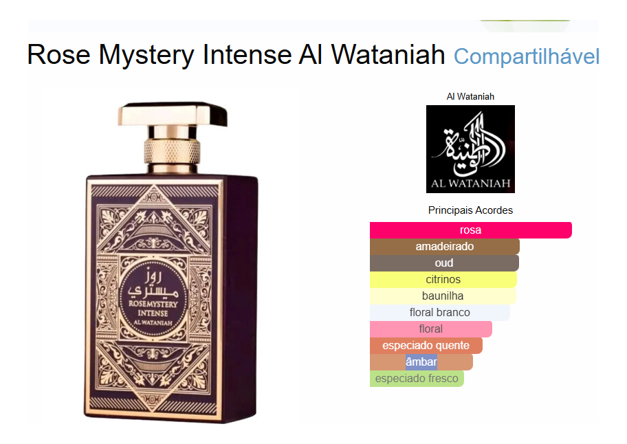 Perfume Árabe Rose Mistery EDP 5ML 15ML 100ML Original Lacrado