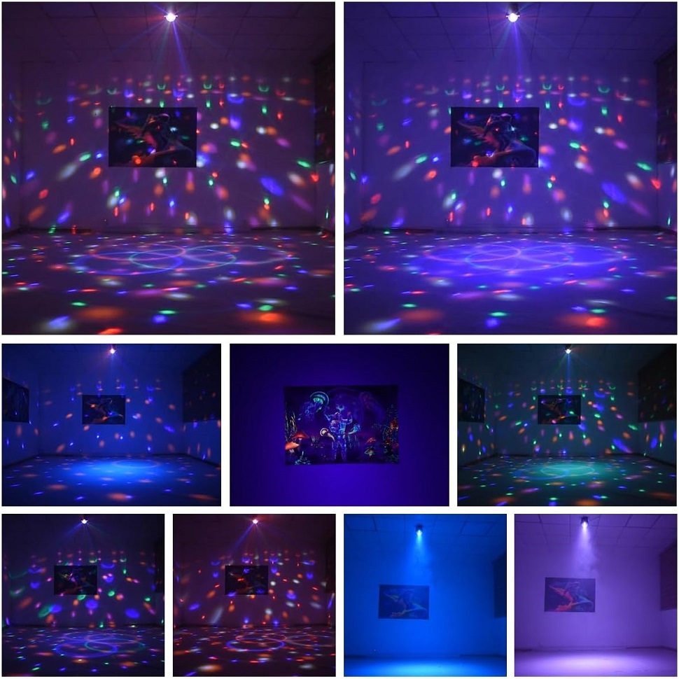 ไฟปาร์ตี้ Dj Disco Ball Lights ควบคุมเสียง Strobe Stage ไฟสีสันวันเกิดคริสต์มาส Party ตกแต่ง