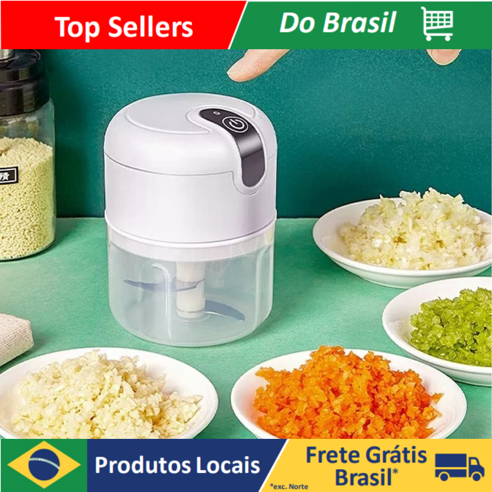 DAFUSHOP Mini Processador Elétrico de Alimentos Portátil 3 lâminas de aço inox 250 ml Bivolt Utensílio de cozinha ENVIO RÁPIDO