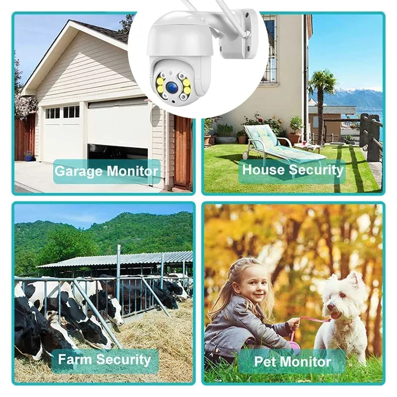 Telecamera PTZ wireless 8MP 4K HD 1080P Visione notturna a colori Telecamera IP Wifi Esterna 5MP Ai Auto Tracking CCTV Telecamera di sorveglianza iCsee