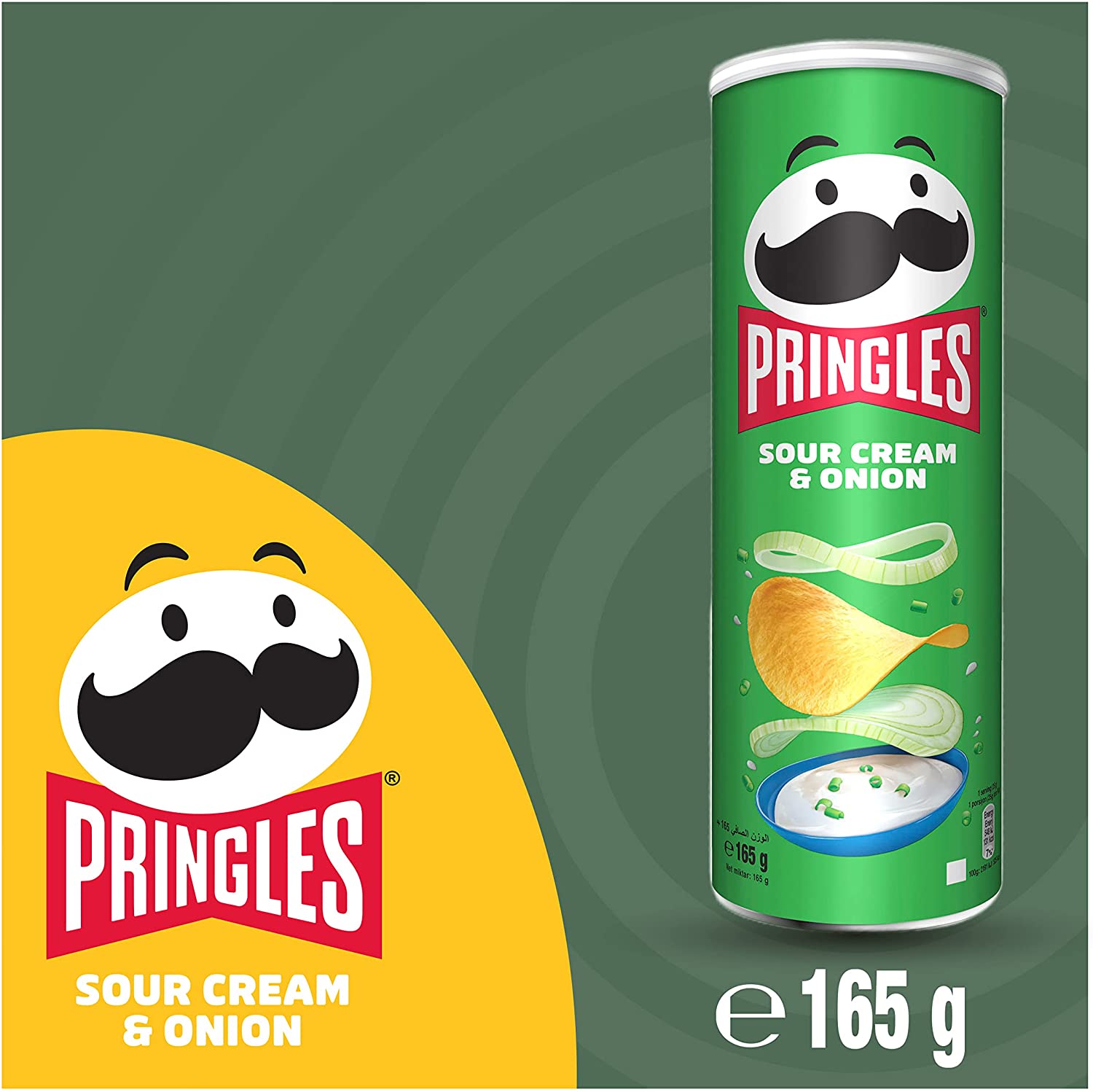 Pringles Batato Sour Cream Onion, Aperitivo torrado e leve, Forma Redonda, Aromatizado com Molho Azeitoso e Cebola-é, Coberto em enlatado com tampa, 165g, 6 Pack