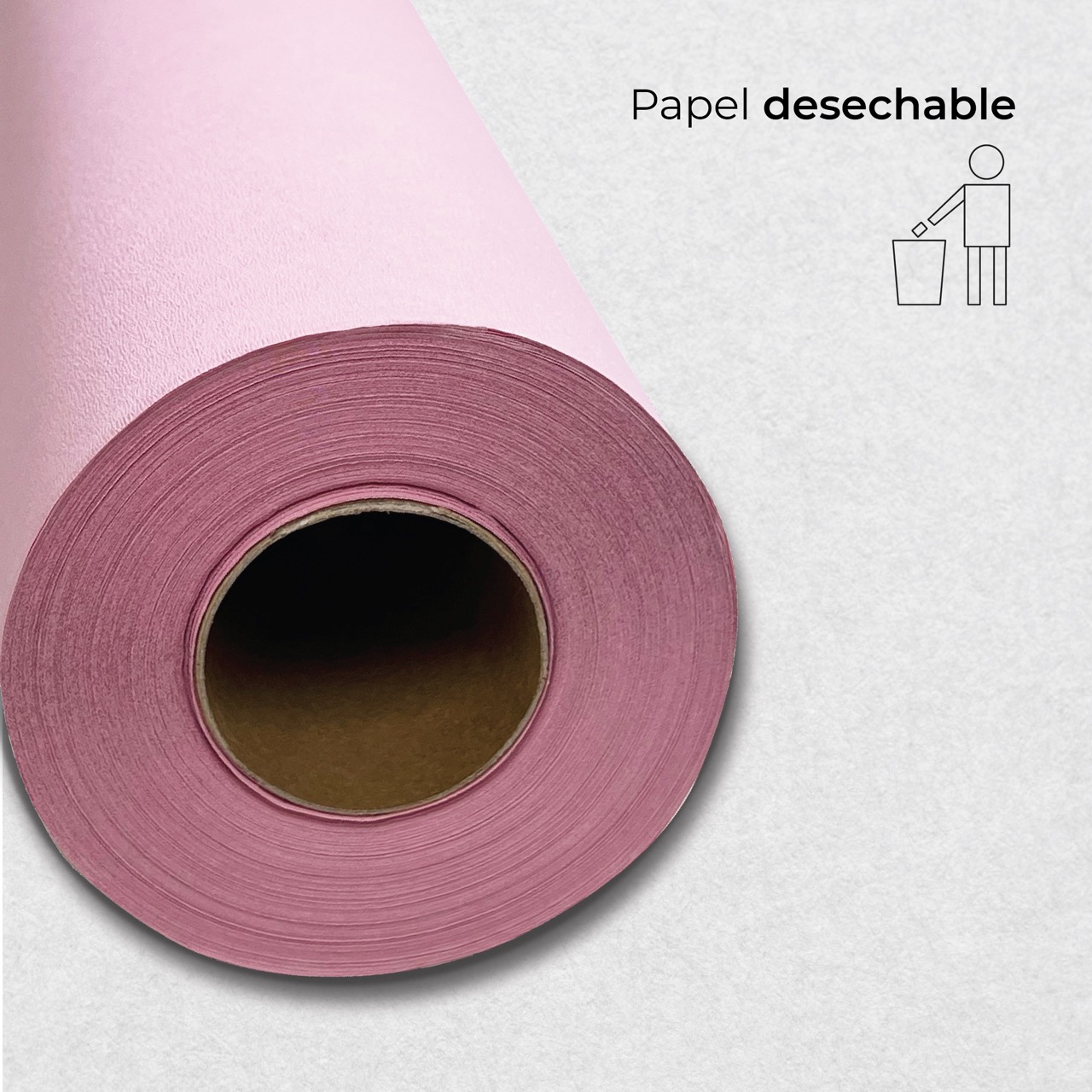 65 m |   Rotolo di carta per barella crepata rosa con finitura solida a 1 strato