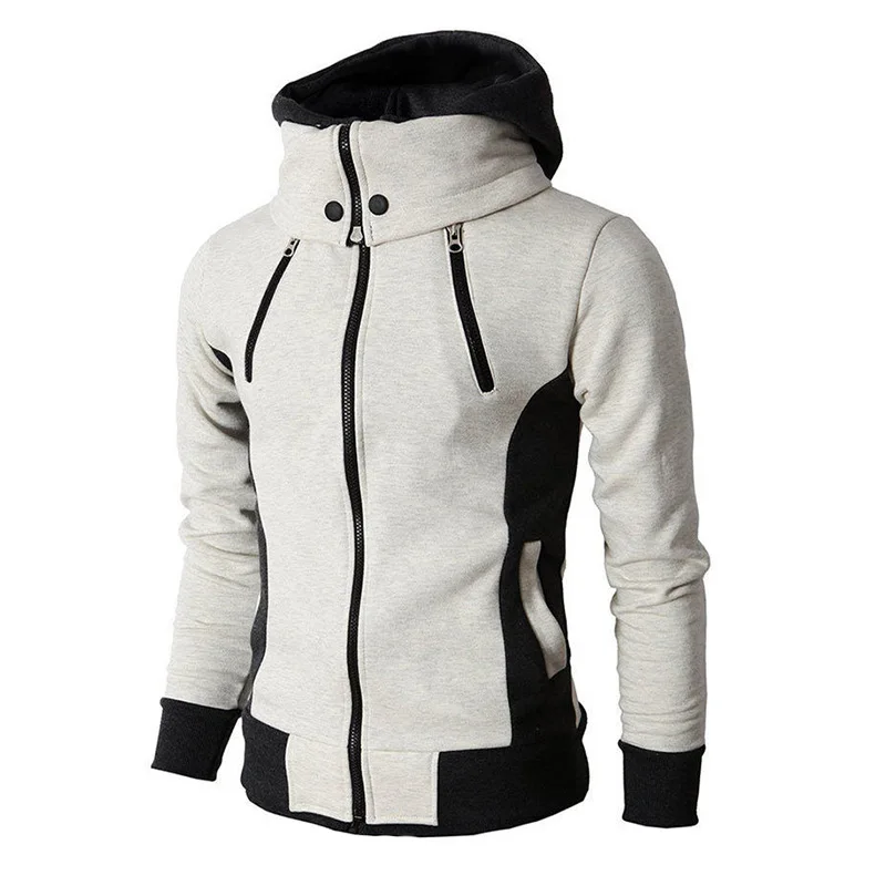 Chaquetas con cremallera para hombre, abrigos informales de lana para otoño e invierno, chaqueta Bomber con cuello y bufanda, prendas de vestir con capucha a la moda para hombre, Sudadera con capucha ajustada 2023