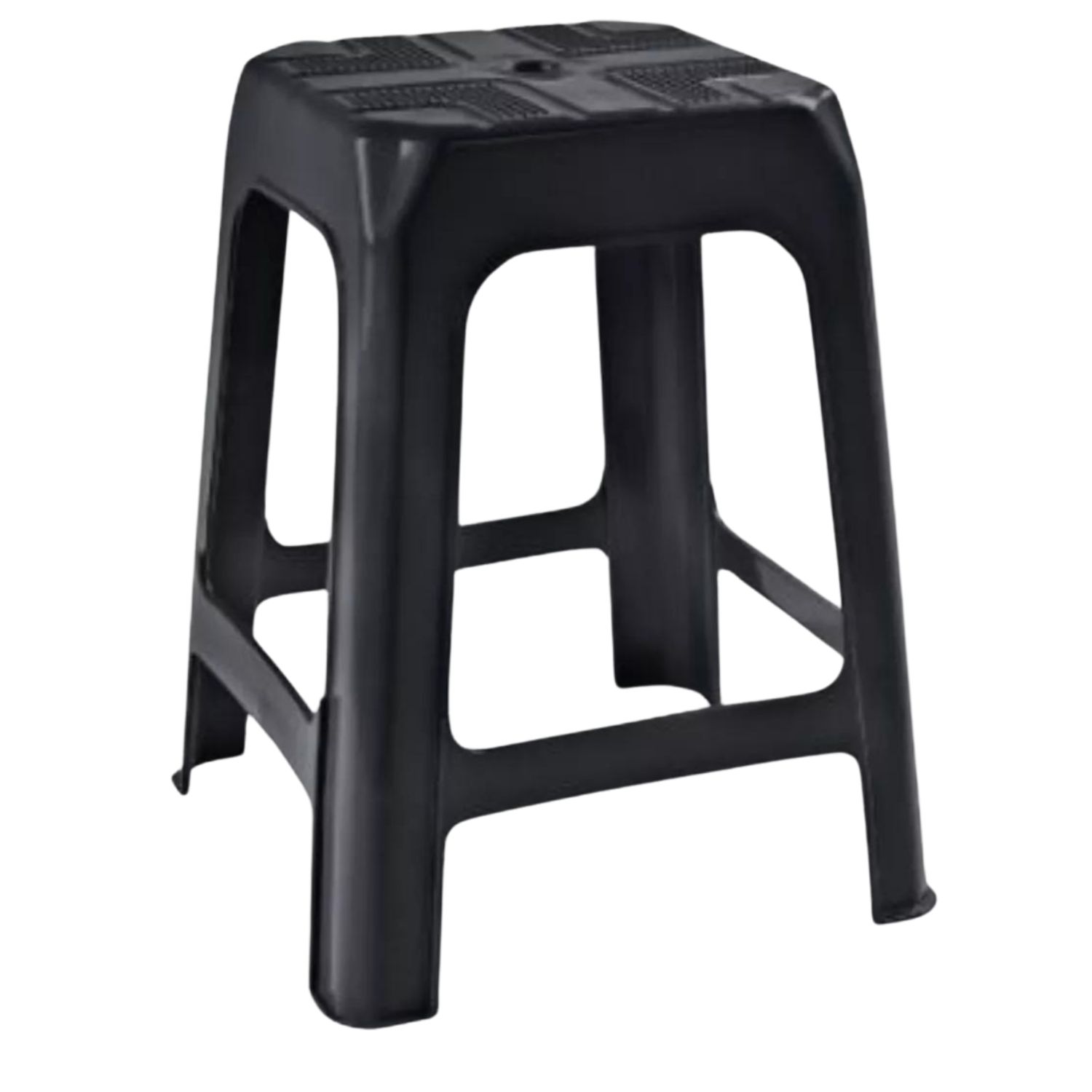 Banquinho Banqueta Banco de Plastico Empilhavel Para Festas Lanchonetes Eventos Cor Preta Suporta até 70kg