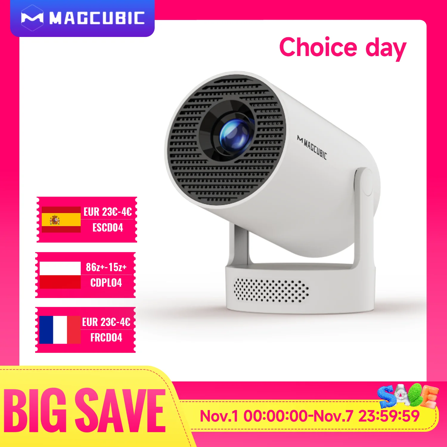 Magcubic HY300 Pro+ 4K Android 11 Proiettore portatile 8000 lumen WiFi 6 BT5.4 Teatro esterno 5W Altoparlante HiFi 720P HD supportato