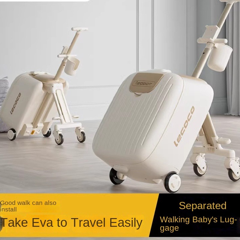 Twee-in-één gescheiden kinderbagage 20 inch Kan zitten rijden Baby Boarding Trolley Koffer met waterbekerhouder Koffer