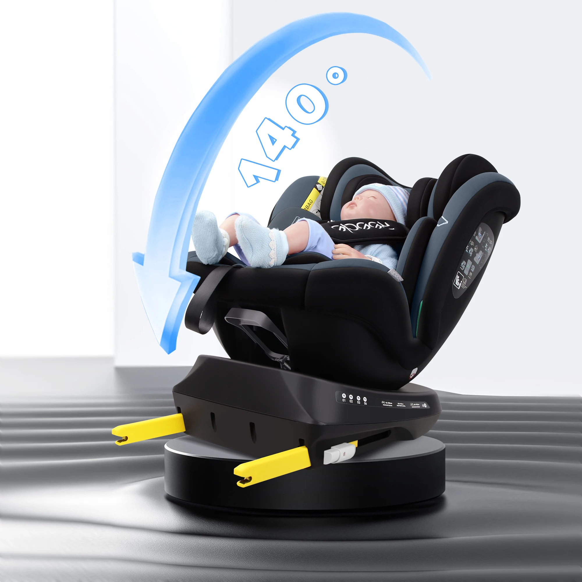Reecle Siège auto enfant taille I, pivot libre 360, adapté aux enfants âgés de 0 à 12 ans (40-150 cm), avec interface ISOFIX