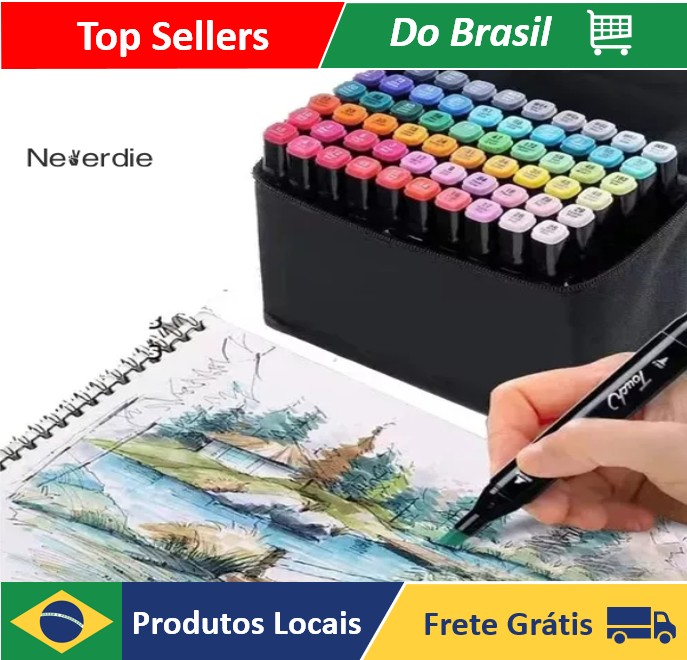 24 Cores Caneta Marcadora De Cabeça Dupla Oleosa Montagem Artística Para Estudantes Material Escolar Papelaria - Neverdie Store
