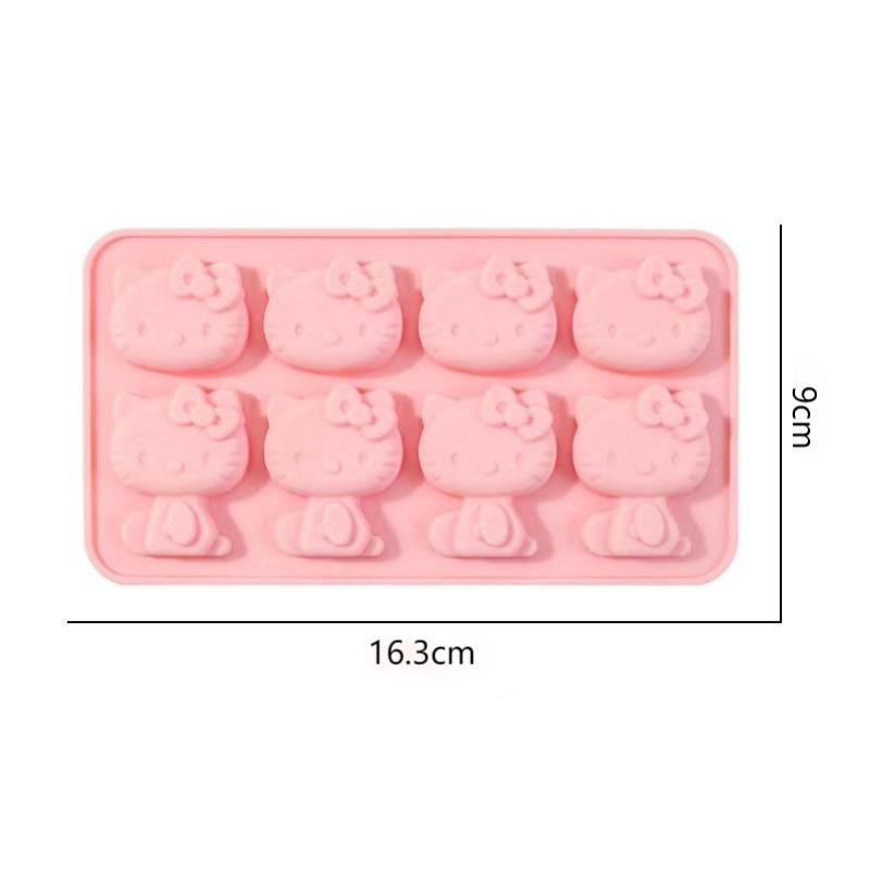 Kawaii hello kitty bandeja de gelo molde de silicone sanrio bonito kuromi diy molde de biscoito de chocolate ferramenta de cozimento minha melodia molde de doces presente